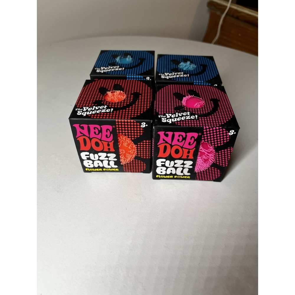 LOT OF 4 Nee Doh Needoh FUZZ BALL Flower Power The Velvet Squeeze Fuzzball NEW - Picture 6 of 8